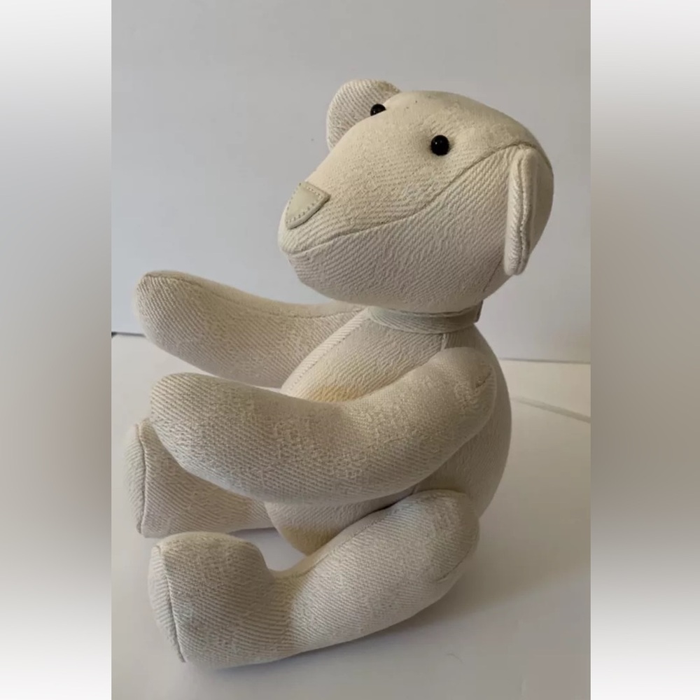 AUTHENTIC GUCCI GG LOGO CANVAS TEDDY BEAR WHITE  - NEW